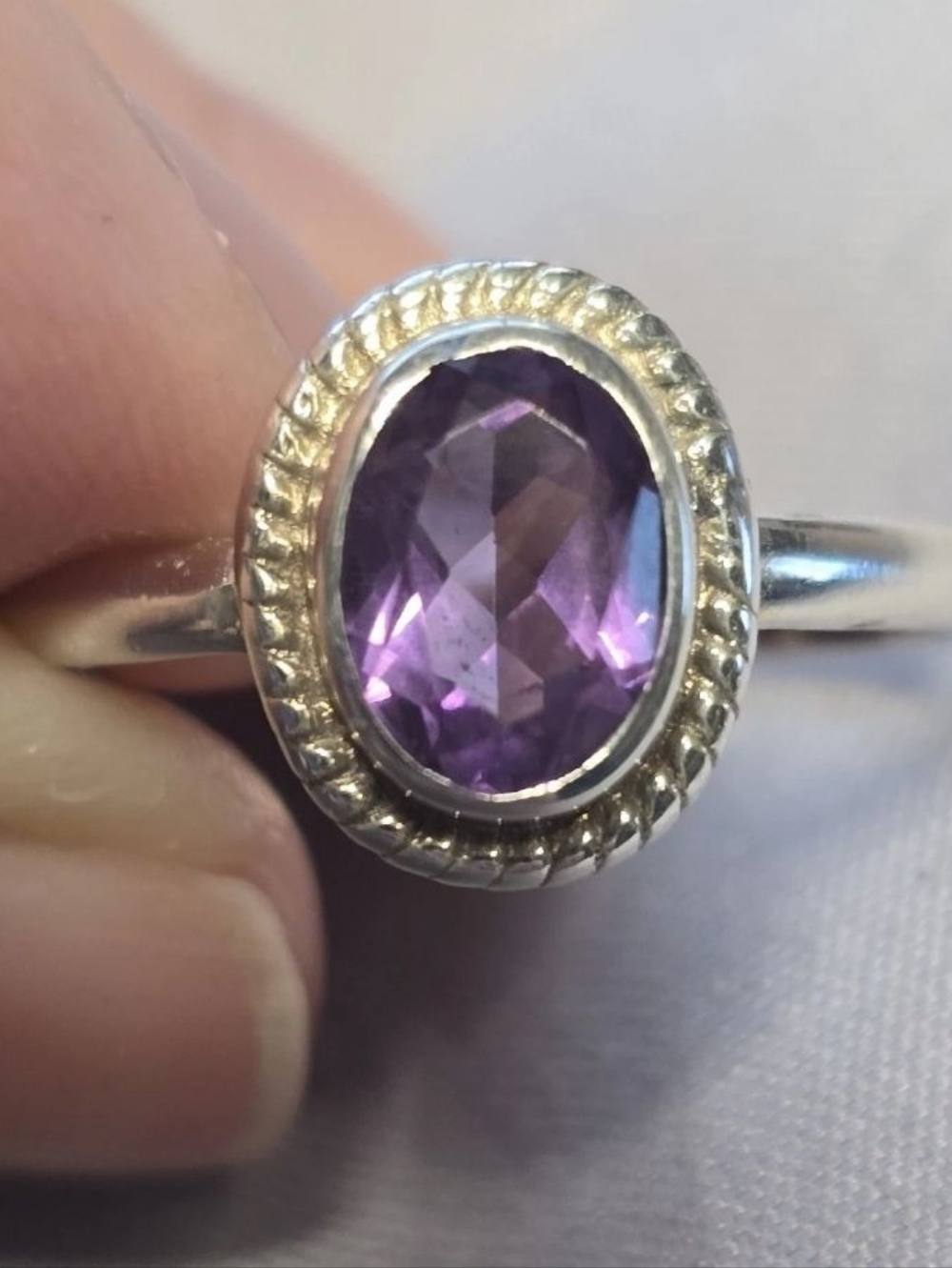 Amethyst Ring In Sterling Silver, Southwestern